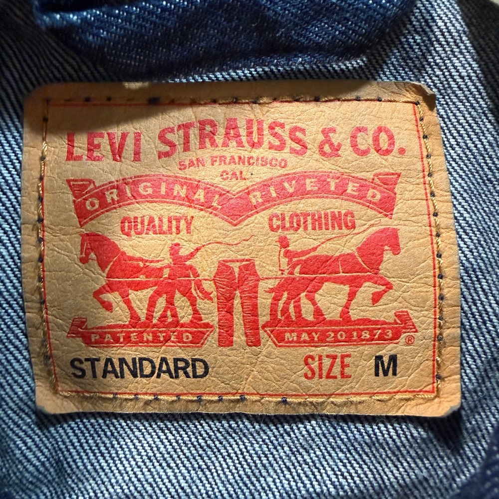 Levis Trucker Jacket Mens M Dark Indigo Denim Standard Fit 72334-0673 IRREGULAR - Picture 4 of 9